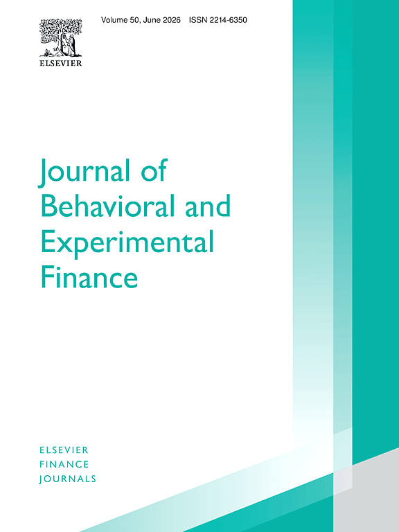 Cover of the Journal of Behavioral and Experimental Finance.